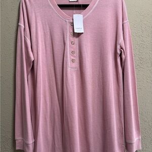 Suzanne Betro Dusty Rose Henley Top